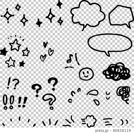 手書きのデコレーションイラストセット 80838119
