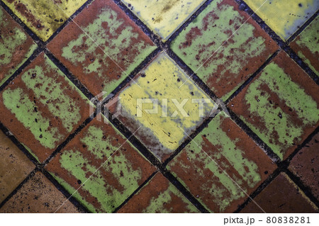 Old Vintage Stripped Beige Decorative Floor Tiles with Cracks Texture Old Vintage Stripped Beige Decorative Floor Tiles with Cracks Texture 80838281