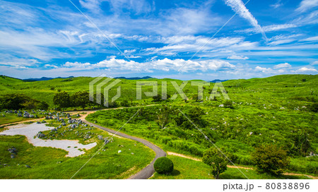 秋吉台　晴天のカルスト台地 80838896