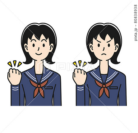 ガッツポーズをする女子高生の表情のパターン ガッツポーズをする女子高生の表情のパターン 80838938