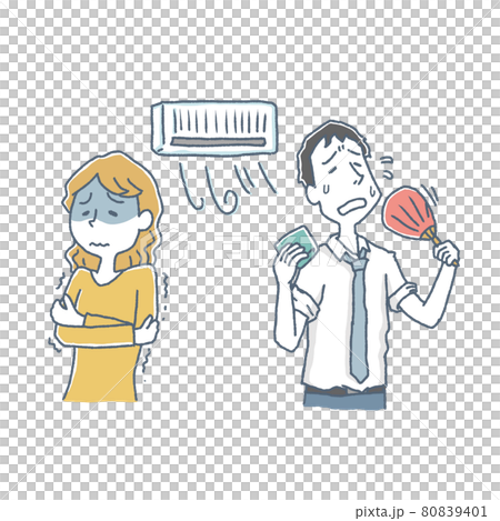 Women and hot men who get cold in the air conditioner 80839401