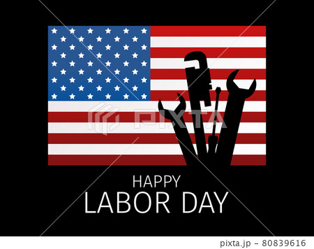Happy Labor Day. USA national flag and working tools. Wrench and screwdriver. Design of advertising materials, banner and poster. Vector illustration 80839616