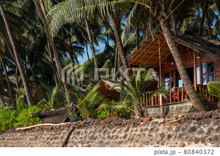 Wooden bungalows on Colva Beach Wooden bungalows on Colva Beach 80840372