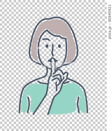 用食指放在嘴上的女性圖標 前上身 80840921