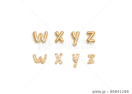 Inflated, deflated gold w x y z letters, balloon font Inflated, deflated gold w x y z letters, balloon font 80841289