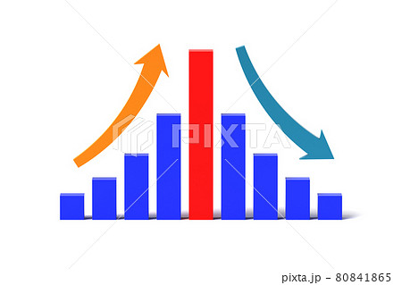 上昇と下降のグラフの3dイラストのイラスト素材