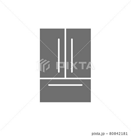 French door refrigerator, 2 doors fridge grey icon. 80842181
