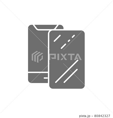Vector protective glass on smartphone grey icon. Vector protective glass on smartphone grey icon. 80842327