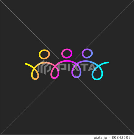 Team of logo people. Abstract hand drawn business icon 80842505
