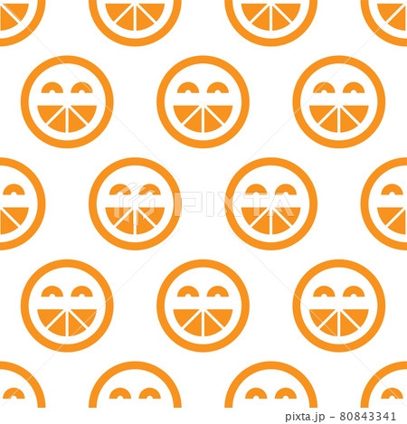 Seamless pattern with icons of smiling oranges 80843341