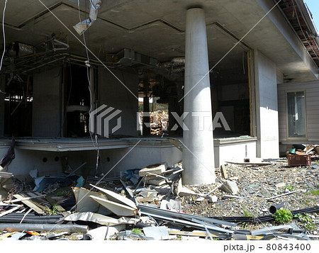 石巻市雄勝町　中心部　雄勝浜　2012年夏　東日本大震災から1年 80843400