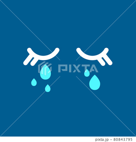 Crying cartoon doodle icon. Abstract simple eyes with tears Crying cartoon doodle icon. Abstract simple eyes with tears 80843795