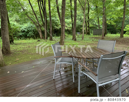 森の中のモダンなテーブルセット　雨上がりの午後に 80843970