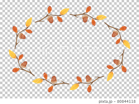 ナチュラルかわいい 秋の葉っぱとどんぐりのフレーム のイラスト素材 ナチュラルかわいい 秋の葉っぱとどんぐりのフレーム のイラスト素材