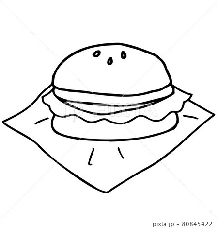 ハンバーガーの線画イラスト 80845422