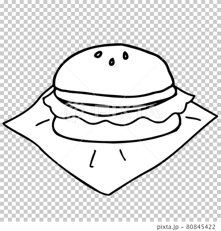 ハンバーガーの線画イラスト 80845422