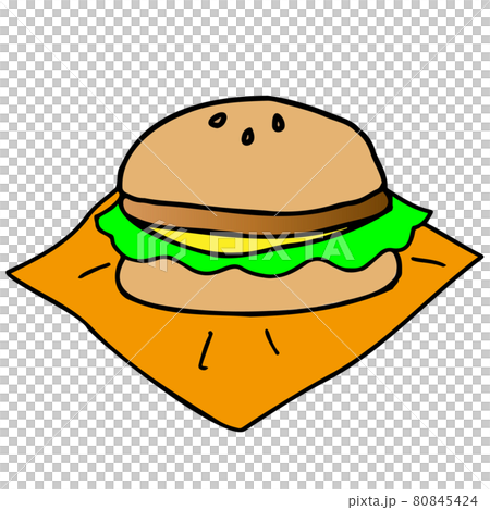 野菜たっぷりチーズバーガーのイラスト 野菜たっぷりチーズバーガーのイラスト 80845424