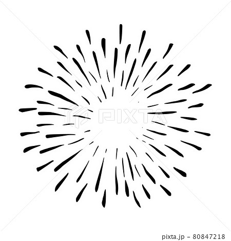 Vintage sunburst hand drawn icon. Isolated on white firework doodle design element. 80847218