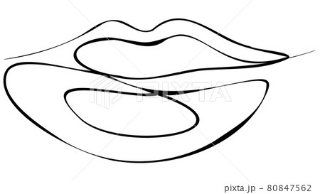 Female lips line art 80847562