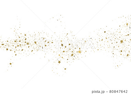 Light gold glitter confetti background. 3d stars. 80847642