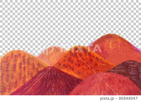 秋の山 紅葉 秋山 丸い感じの山 紅葉の山のイラスト素材
