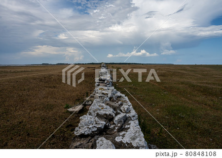 A limestone wall in a moor landscape A limestone wall in a moor landscape 80848108