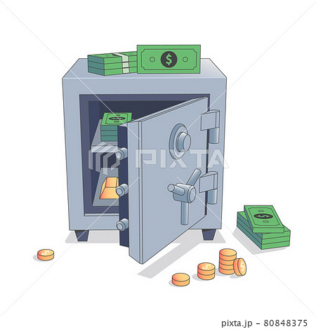Open Safe with money and gold isolated Open Safe with money and gold isolated 80848375