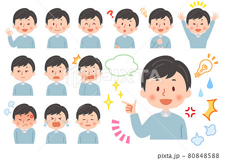 若い私服の男性　表情セット 80848588