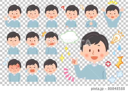 若い私服の男性　表情セット 80848588