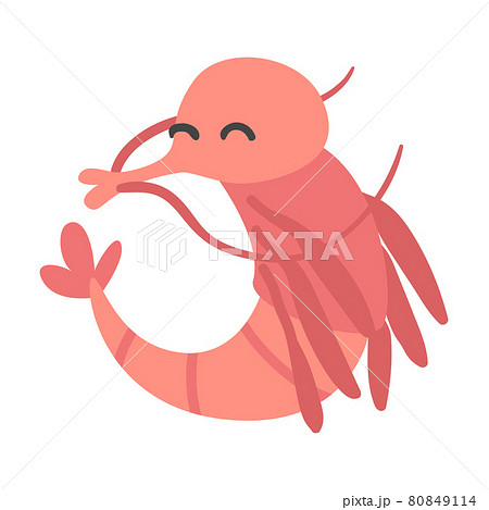 Shrimp Character as Aquatic Mammal with Funny Face Vector Illustration Shrimp Character as Aquatic Mammal with Funny Face Vector Illustration 80849114