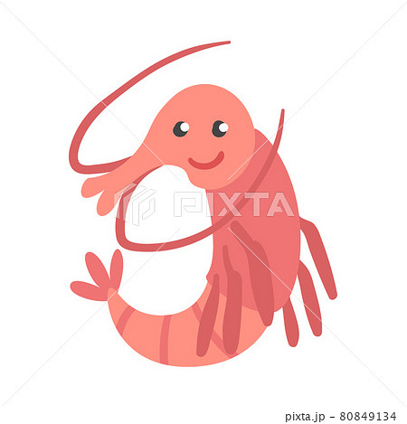 Shrimp Character as Aquatic Mammal with Funny Face Vector Illustration Shrimp Character as Aquatic Mammal with Funny Face Vector Illustration 80849134