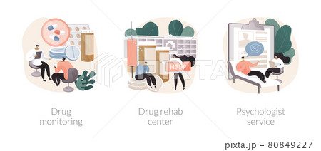 Abuse rehabilitation abstract concept vector illustrations. Abuse rehabilitation abstract concept vector illustrations. 80849227