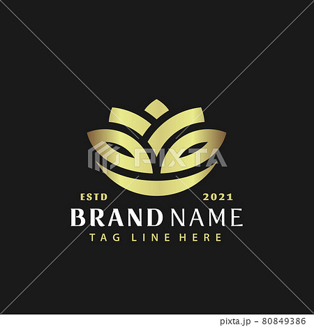 Gold Nature Flower Lotus Logo Design, Abstract Logos Designs Concept for Template 80849386