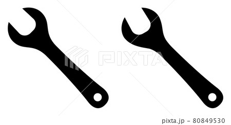 Simple one sided wrench ( spanner ) sign. Two versions, one slightly angled. 80849530