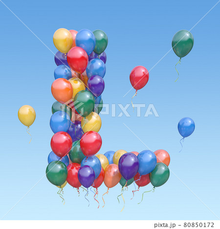 Letter L from balloons in the sky. Text letter for  holiday, birthday, celebration. 80850172