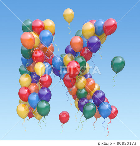Letter K from balloons in the sky. Text letter for holiday, birthday, celebration. Letter K from balloons in the sky. Text letter for holiday, birthday, celebration. 80850173