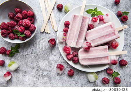 Homemade raspberry ice cream Homemade raspberry ice cream 80850428