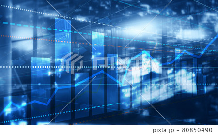 Finance Chart Graph. Trading Forex Exchange Investment Fintech concept on Modern City background 80850490