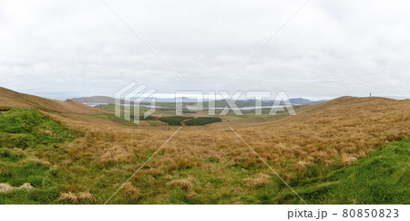 Panorama picture of typical Iriish landscape during daytime 80850823