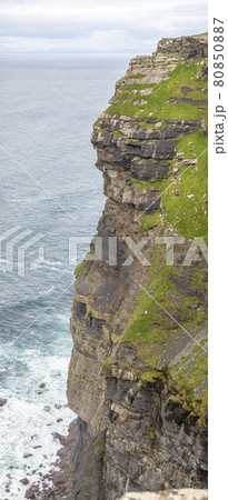 View over cliff line of the Cliffs of Moher in Ireland during daytime View over cliff line of the Cliffs of Moher in Ireland during daytime 80850887