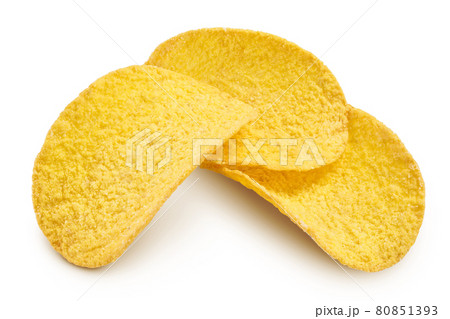 Potato chips isolated on white background with clipping path and full depth of field. 80851393