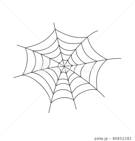 Cobweb outline icon isolated on white background. Hand drawn spider web texture. Element for Halloween party decoration. Vector illustration in doodle style 80852282