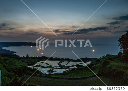 長門市東後畑棚田の夕景 80852320