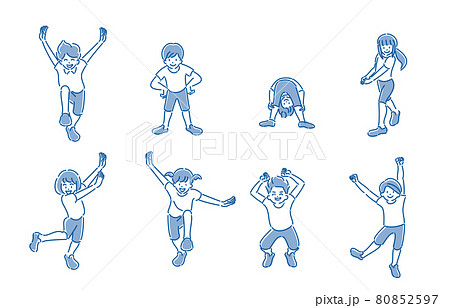 いろんなポーズの元気な子のイラスト素材 いろんなポーズの元気な子のイラスト素材