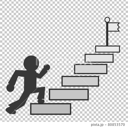 目標地点に向かって階段を駆け上がる人物イラスト 80853570