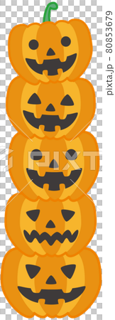 一個簡單可愛的萬聖節南瓜的插圖，有 5 個堆疊的 80853679