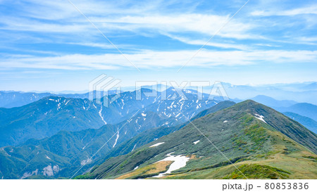 初夏の巻機山登山：牛ヶ岳山頂からの眺め 80853836