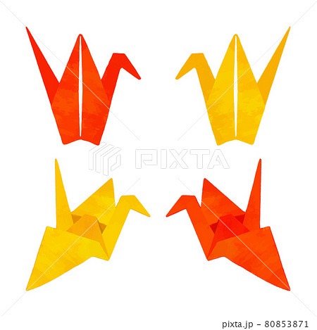 折り鶴の水彩風イラスト ベクター素材のイラスト素材