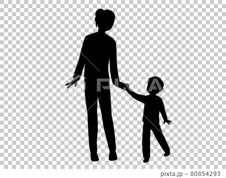 帶有人類母親和孩子形象的剪影插圖 帶有人類母親和孩子形象的剪影插圖 80854293