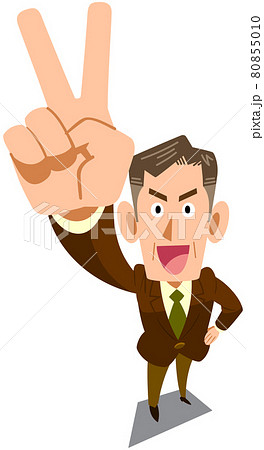 Vサインをする管理職の男性 Vサインをする管理職の男性 80855010